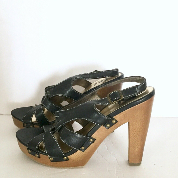 lei Shoes - LEI Black Strappy Platform High Heel Sandals 10